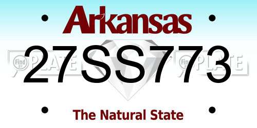 27SS773 Arkansas License Plate