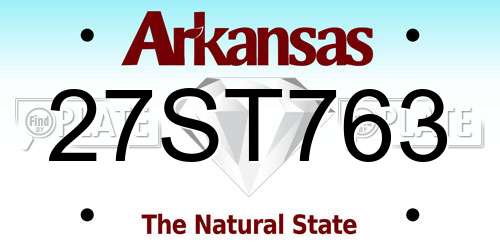 27ST763 Arkansas License Plate