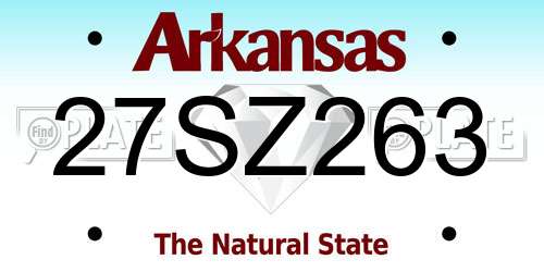 27SZ263 Arkansas License Plate
