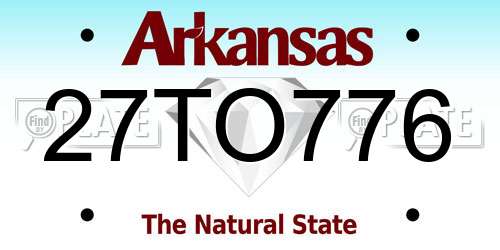 27TO776 Arkansas License Plate