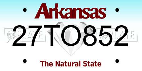 27TO852 Arkansas License Plate