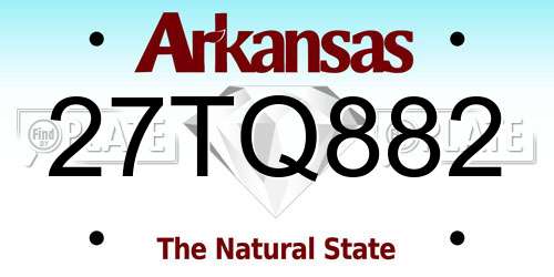 27TQ882 Arkansas License Plate