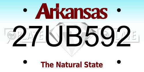 27UB592 Arkansas License Plate