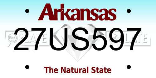 27US597 Arkansas License Plate