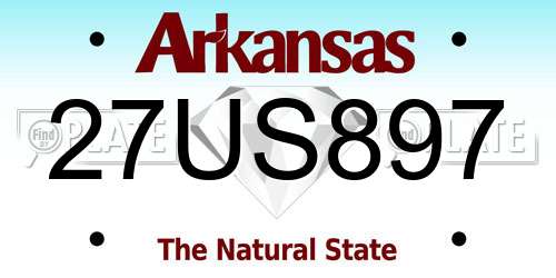 27US897 Arkansas License Plate