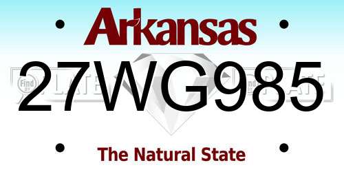 27WG985 Arkansas License Plate