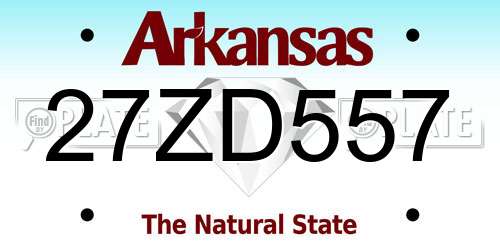 27ZD557 Arkansas License Plate
