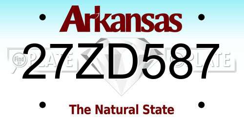 27ZD587 Arkansas License Plate