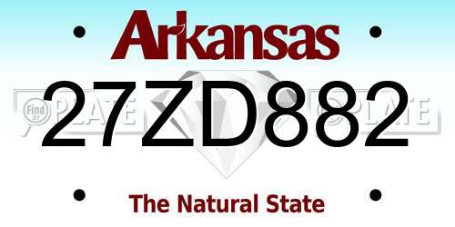 27ZD882 Arkansas License Plate
