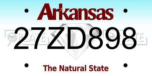 27ZD898 Arkansas License Plate