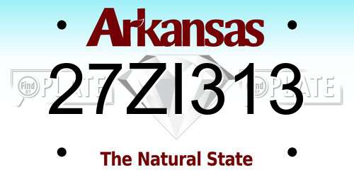 27ZI313 Arkansas License Plate