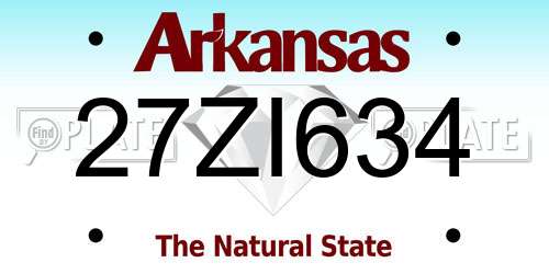 27ZI634 Arkansas License Plate