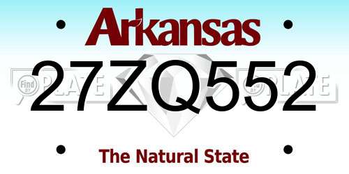 27ZQ552 Arkansas License Plate
