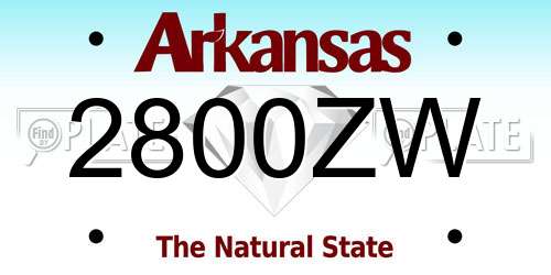 2800ZW Arkansas License Plate