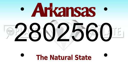 2802560 Arkansas License Plate