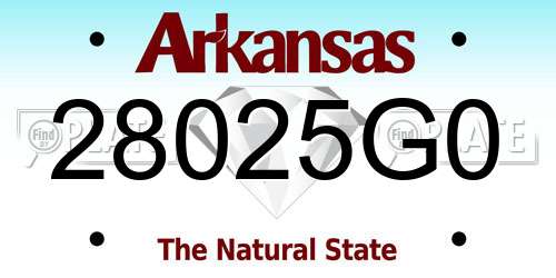 28025G0 Arkansas License Plate