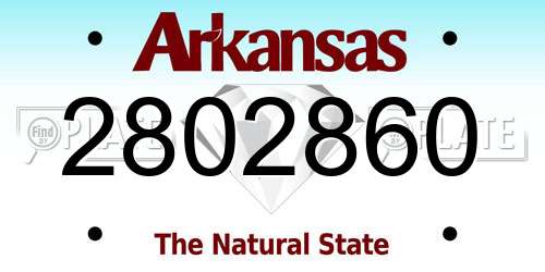 2802860 Arkansas License Plate