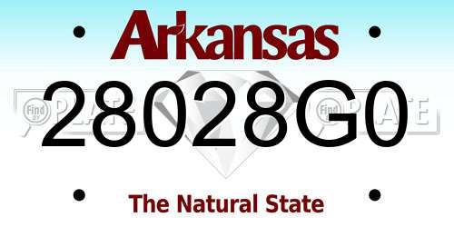 28028G0 Arkansas License Plate