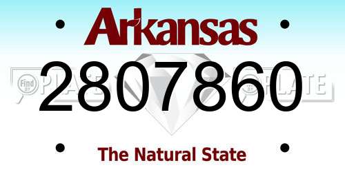2807860 Arkansas License Plate