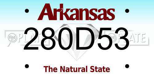 280D53 Arkansas License Plate