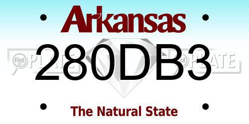 280DB3 Arkansas License Plate