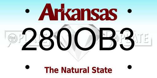 280OB3 Arkansas License Plate