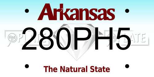 280PH5 Arkansas License Plate