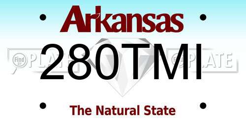 280TMI Arkansas License Plate