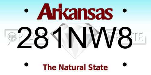 281NW8 Arkansas License Plate