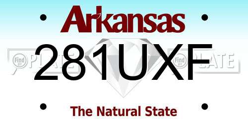 281UXF Arkansas License Plate