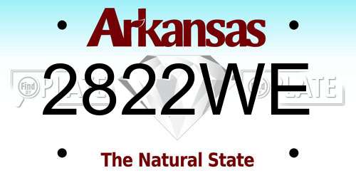 2822WE Arkansas License Plate