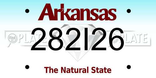 282I26 Arkansas License Plate