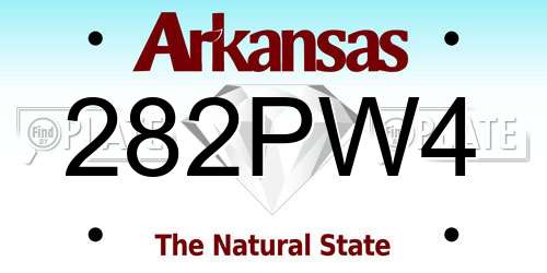 282PW4 Arkansas License Plate