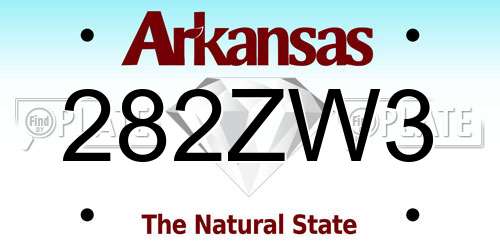 282ZW3 Arkansas License Plate