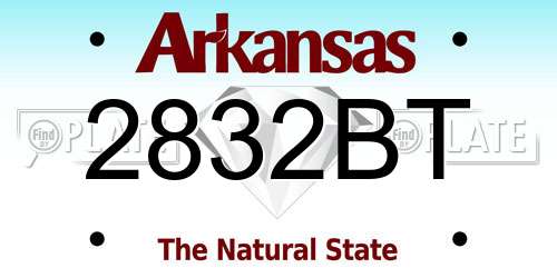 2832BT Arkansas License Plate