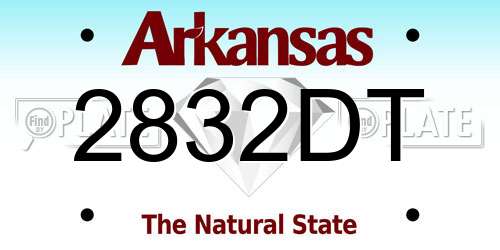 2832DT Arkansas License Plate