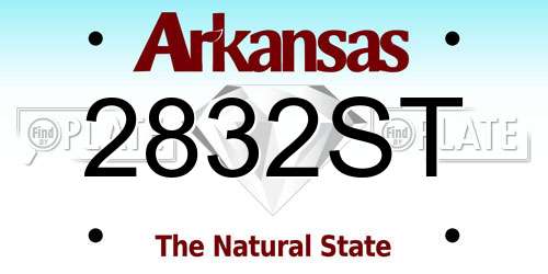 2832ST Arkansas License Plate
