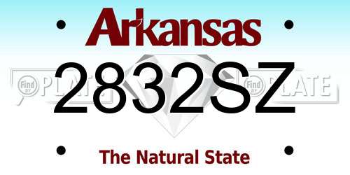 2832SZ Arkansas License Plate