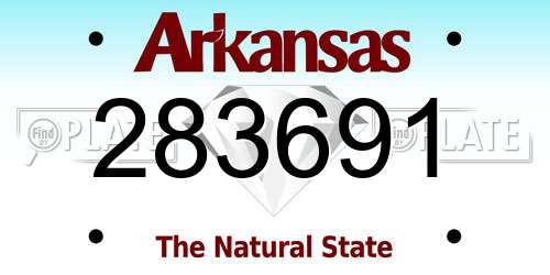 283691 Arkansas License Plate