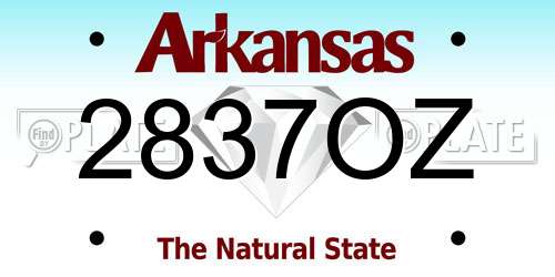 2837OZ Arkansas License Plate