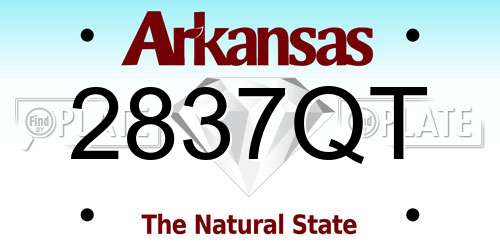 2837QT Arkansas License Plate