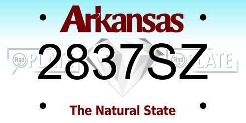 2837SZ Arkansas License Plate