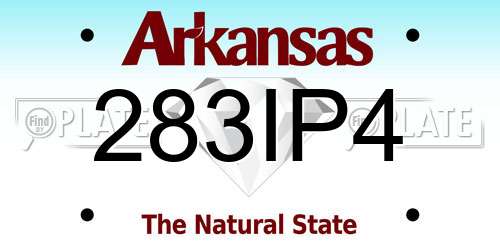 283IP4 Arkansas License Plate