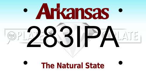 283IPA Arkansas License Plate