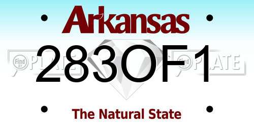 283OF1 Arkansas License Plate