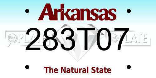 283T07 Arkansas License Plate