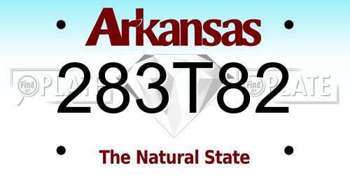 283T82 Arkansas License Plate