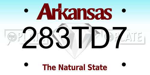 283TD7 Arkansas License Plate