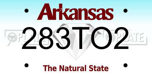 283TO2 Arkansas License Plate