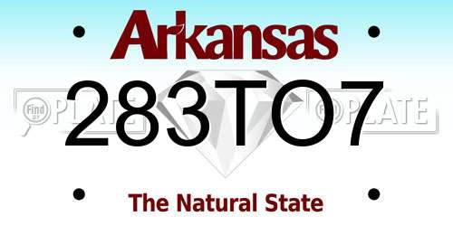 283TO7 Arkansas License Plate